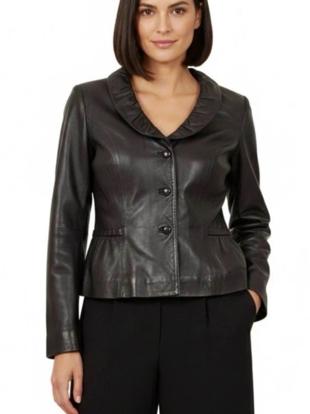 Tribal Womens Brown Leather Jacket Sz 10 Genuine Leather Old Money Preppy